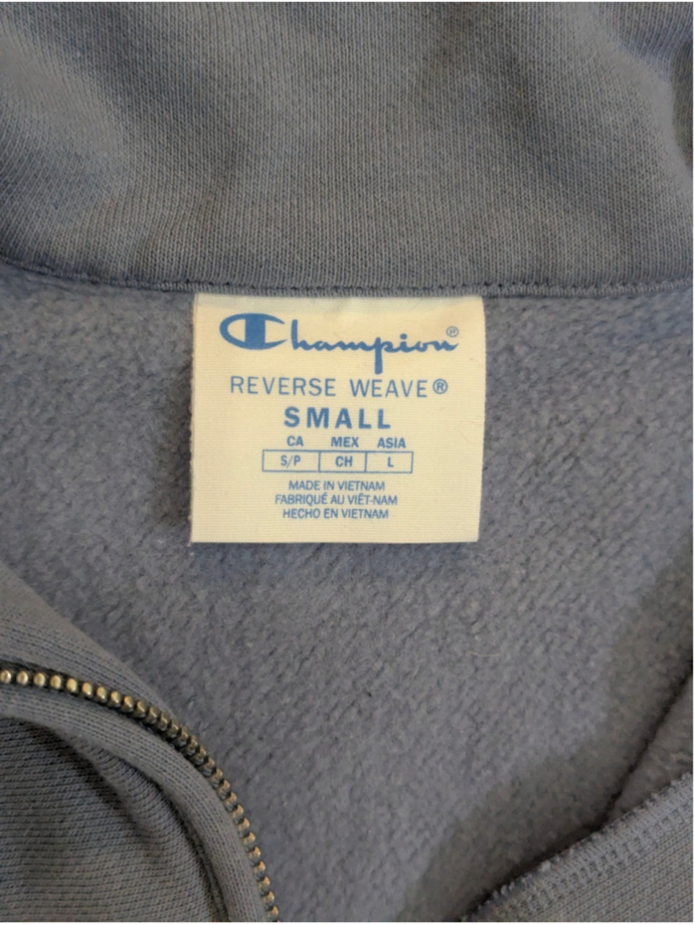Champion Reverse Weave 1/4 Zip Sweatshirt Small Light Blue - Picture 4 of 11